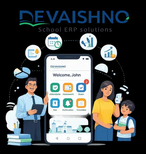 Devaishno School ERP mobile app features — school management app for Indian schools